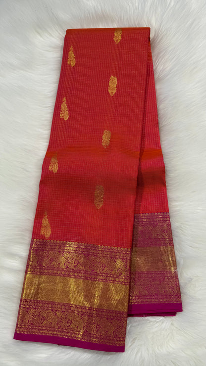 RANI PINK  HANDLOOM  KANCHIPURAM SILK SAREE (KSS 563)