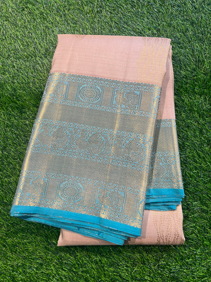 BLANCHED ALMOND PURE KANCHIPURAM HANDLOOM SILK SAREE