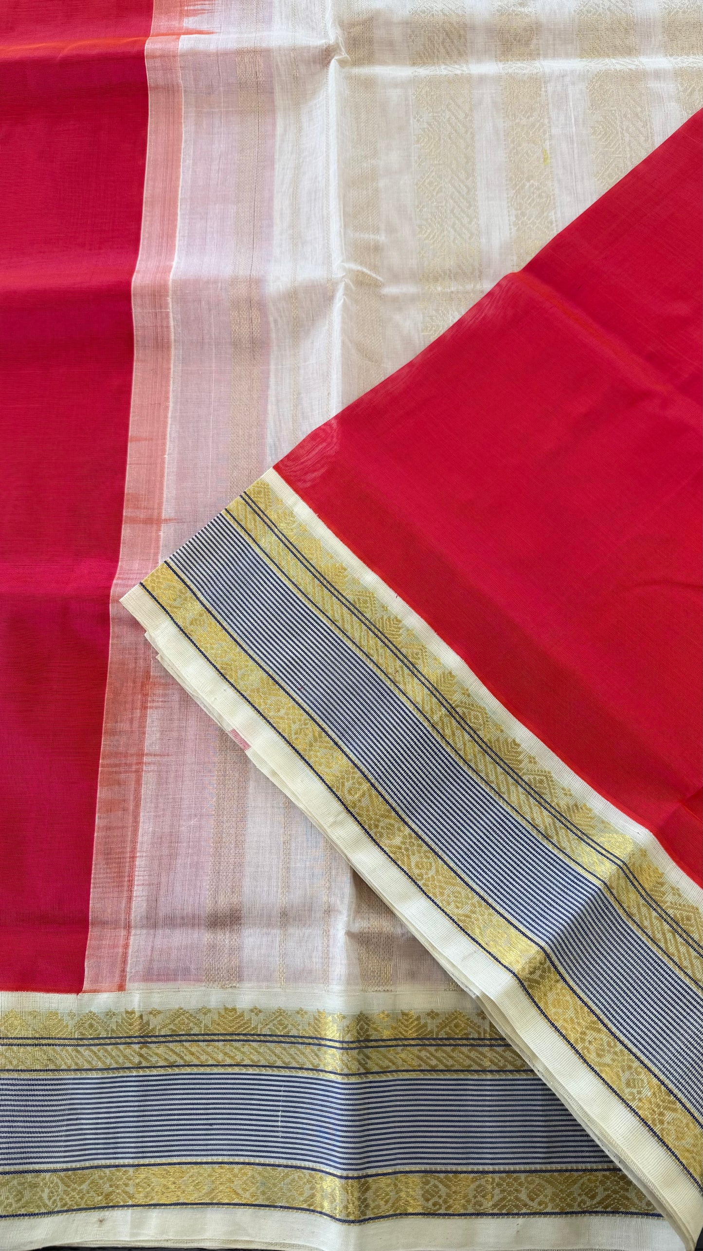KANAKAMBARAM PINK WITH CREAM GOLD HANDLOOM KANCHIPURAM SILK COTTON (KSC29)