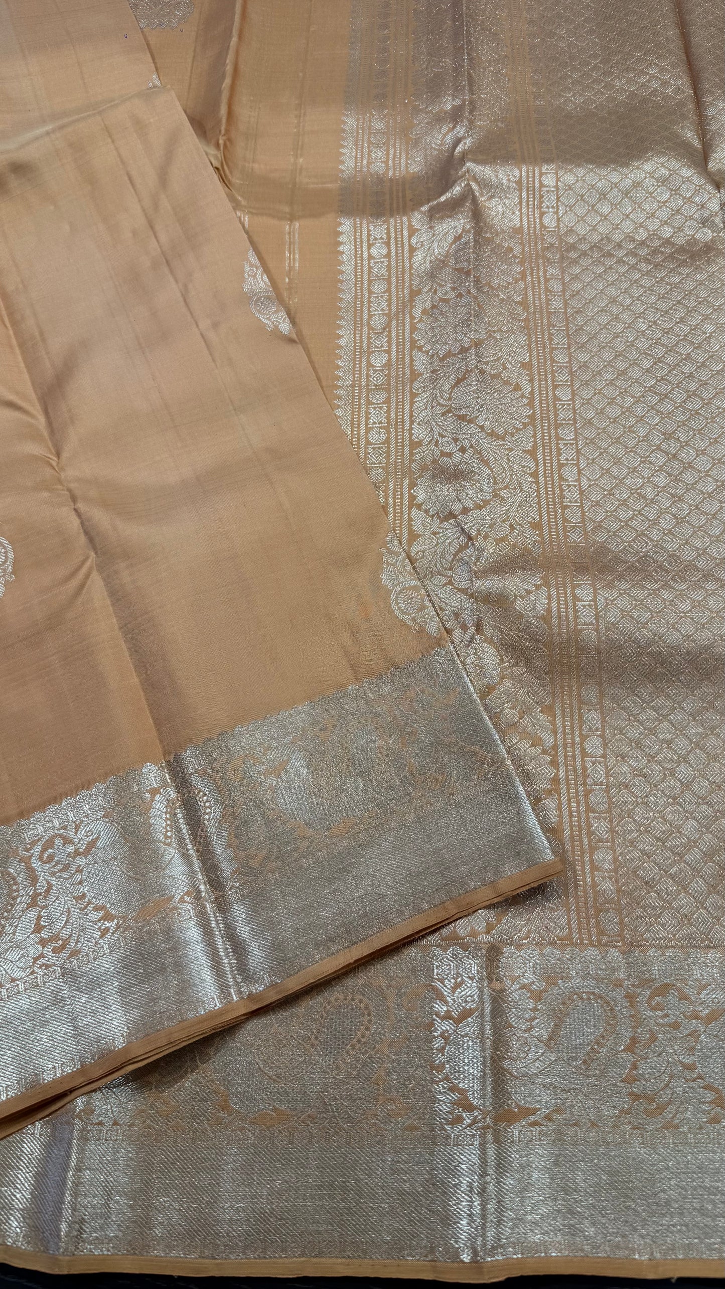 PEACHY HANDLOOM KANCHIPURAM  SILK SAREE(KSS511)