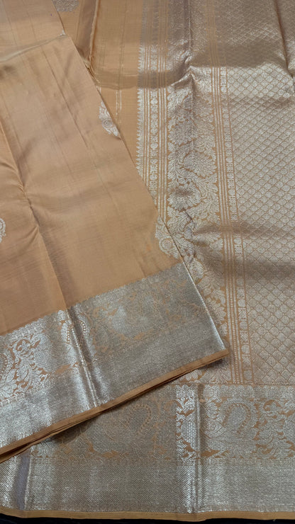 PEACHY HANDLOOM KANCHIPURAM  SILK SAREE(KSS511)