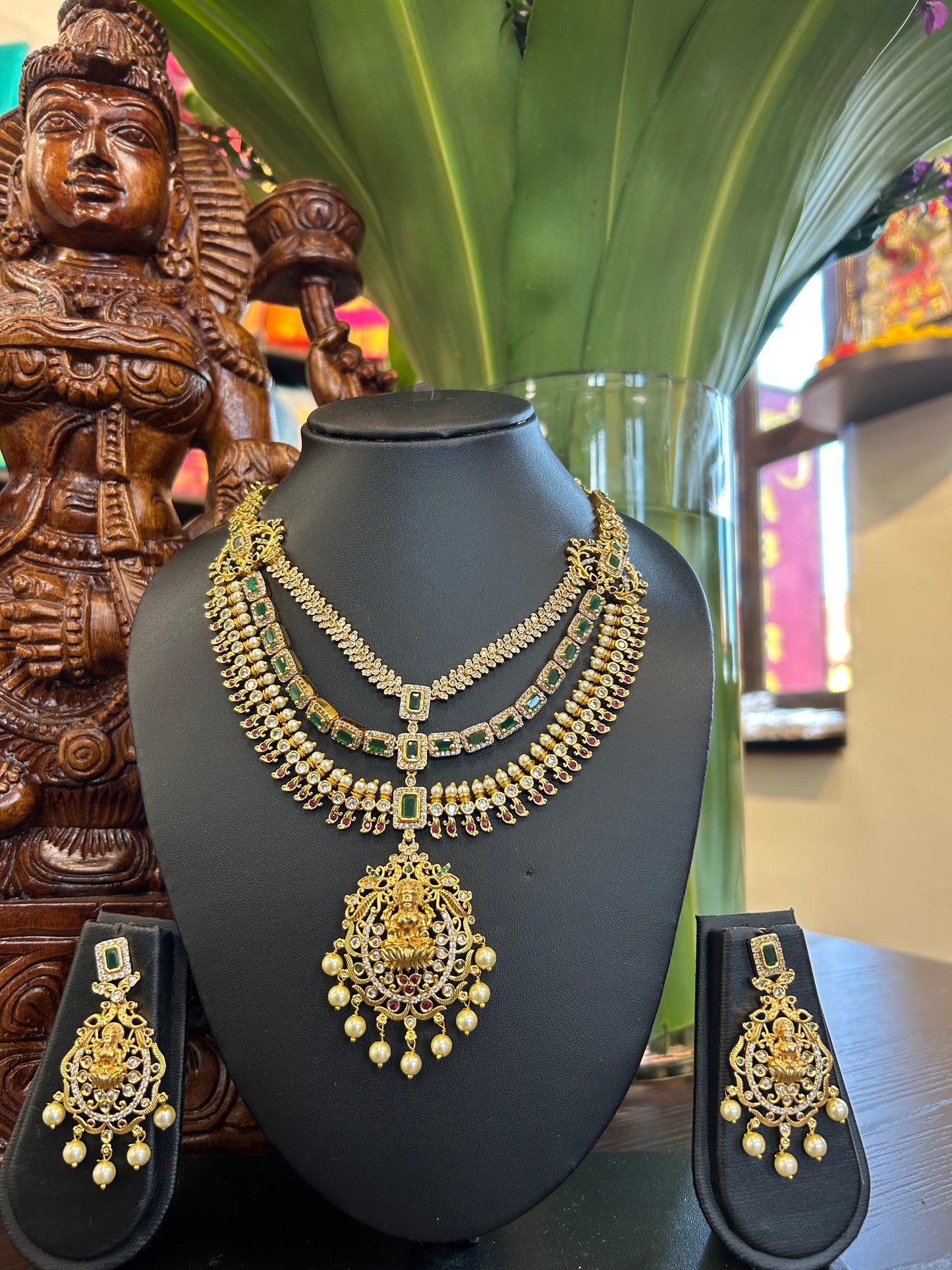 Antique Triple Layer Necklace Lakshmi Design
