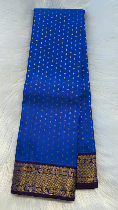 ROYAL BLUE CONTRAST WITH PURPLE GOLD ZARI HANDLOOM KANICHIPURAM SILK SAREE (KSS286)
