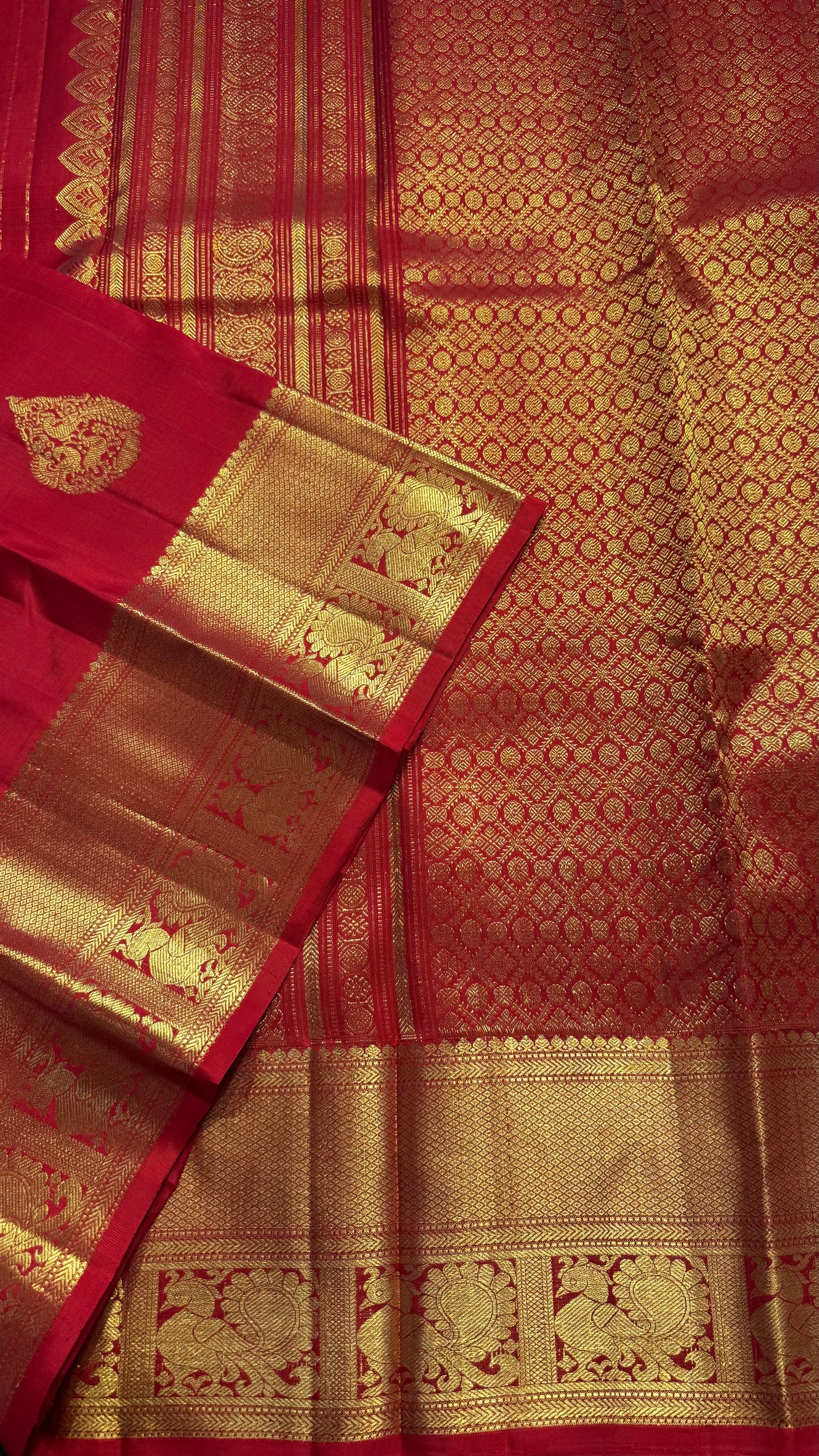 RED GOLD ZARI HANDLOOM KANCHIPURAM SILK SAREE (KSS387)