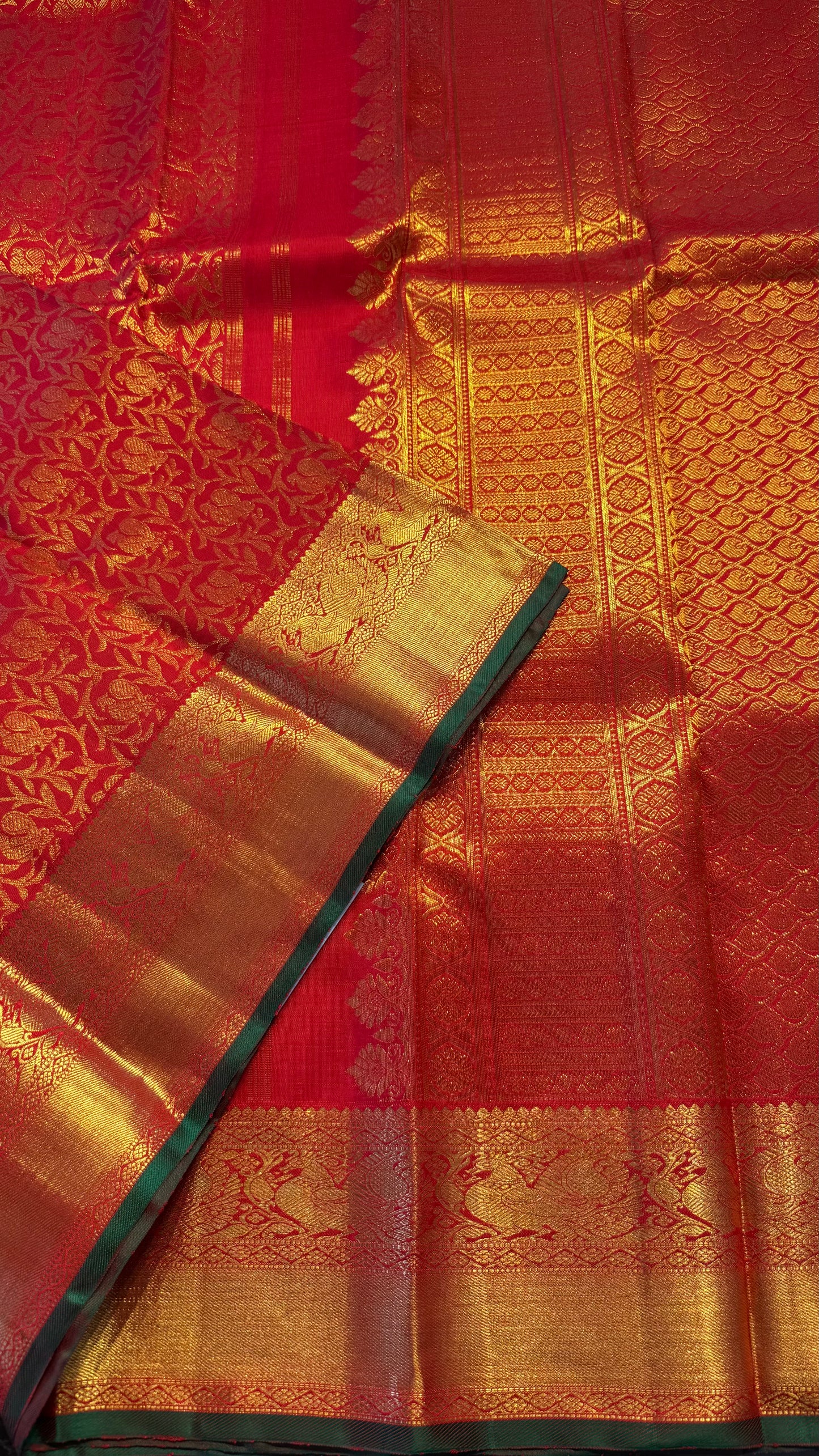 CHILI RED GOLD FULL ZARI HANDLOOM KANICHIPURAM SILK SAREE (KSS457)