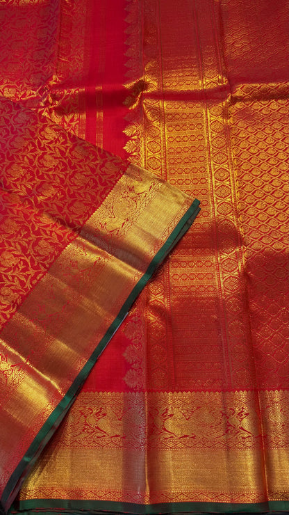 CHILI RED GOLD FULL ZARI HANDLOOM KANICHIPURAM SILK SAREE (KSS457)