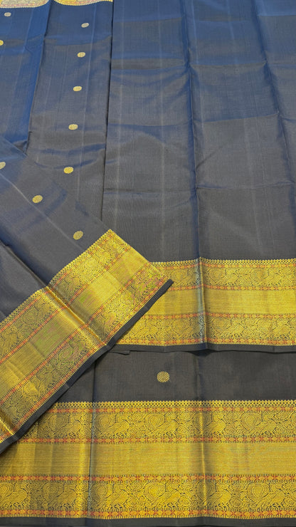 BLACK GOLD ZARI HANDLOOM KANICHIPURAM SILK SAREE (KSS210)