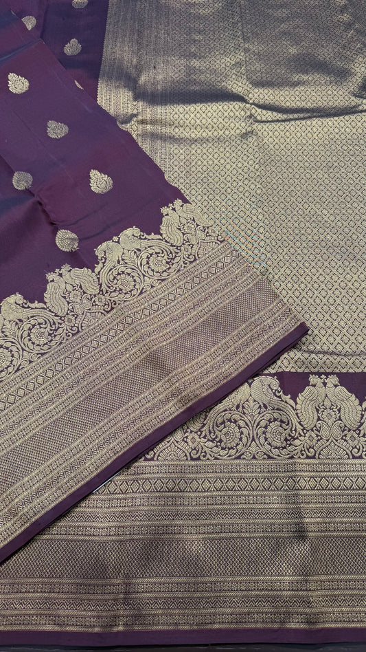 BURNT MAROON PURE KANCHIPURAM HANDLOOM SILK SAREE( KSS 589)