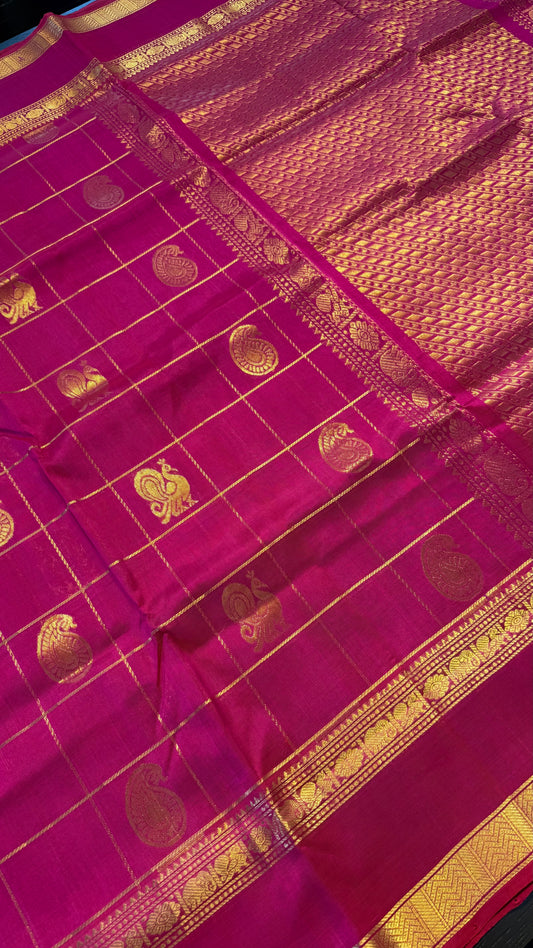 PINK KATTAM HANDLOOM KANCHIPURAM SILK COTTON (KSC129)