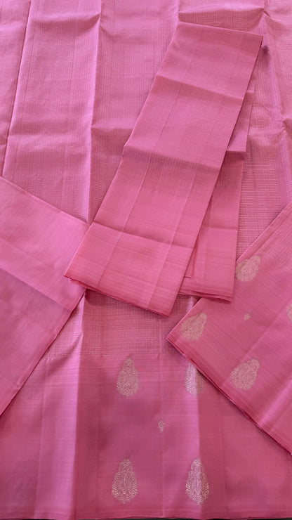 VAIRA OOSI PINK GOLD ZARI HANDLOOM KANICHIPURAM SILK SAREE (KSS149)