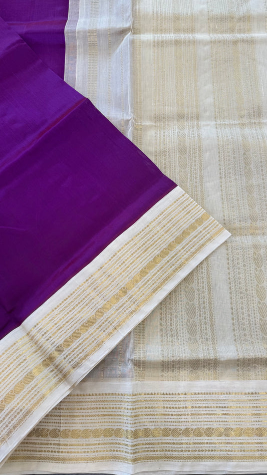 VADAMALLI PURPLE WITH CREAM WHITE KANCHIPURAM SILK COTTON (KSC31)