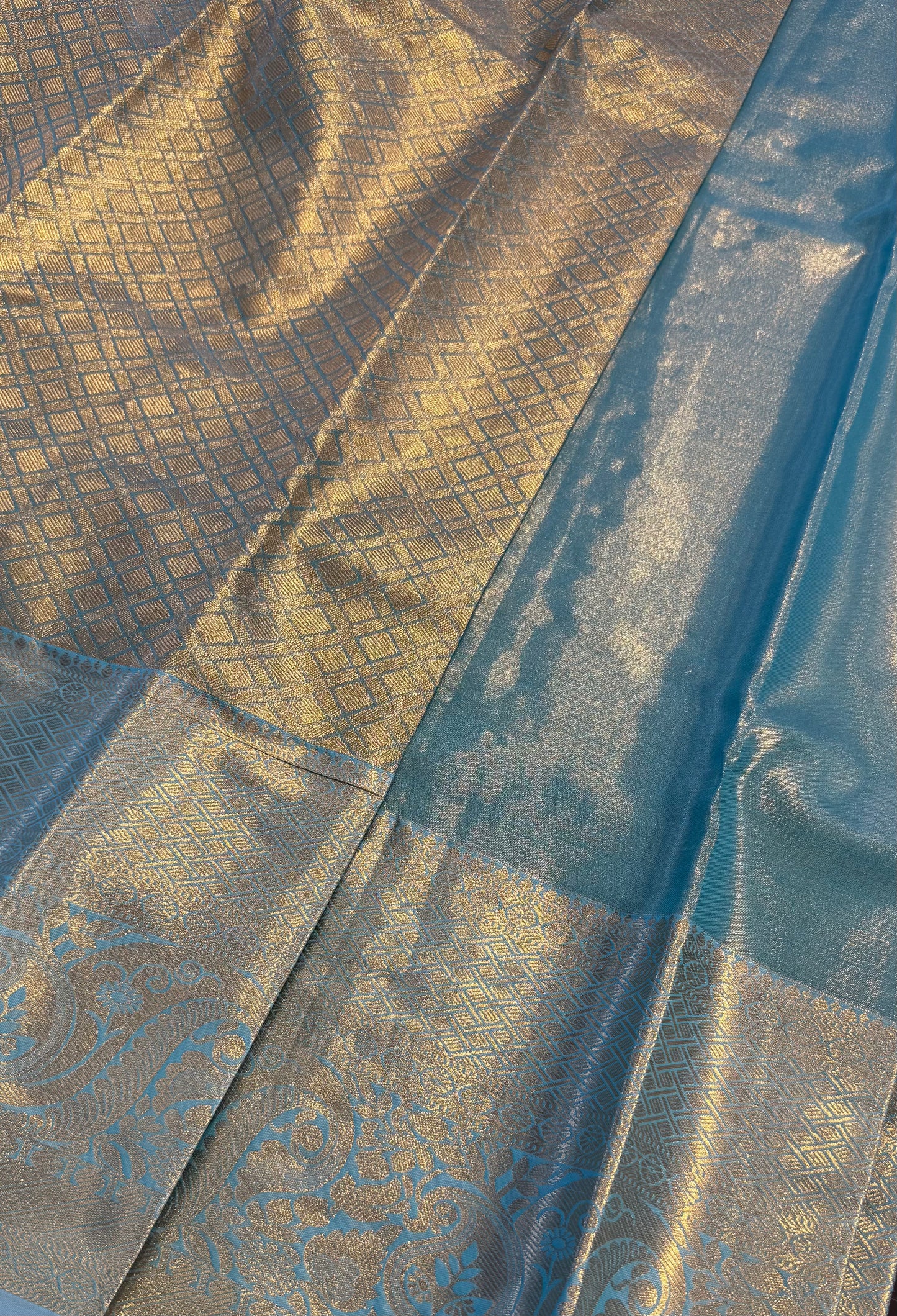 SKY BLUE SEMI SILK KANICHIPURAM SILK SAREE (SSKS27)