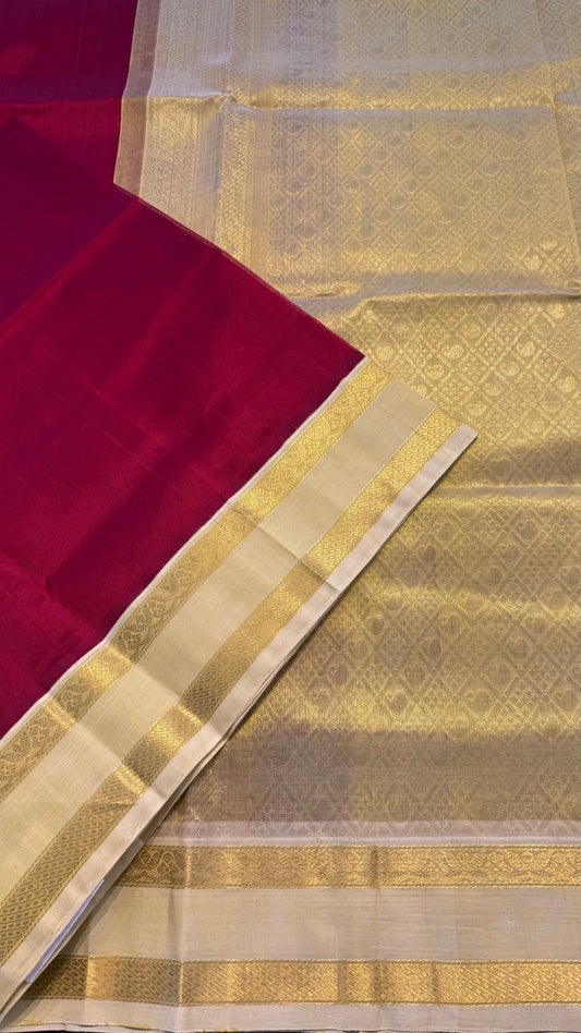 RED WITH CONTRAST GOLD KANCHIPURAM SILK COTTON (KSC80 / KSC81)