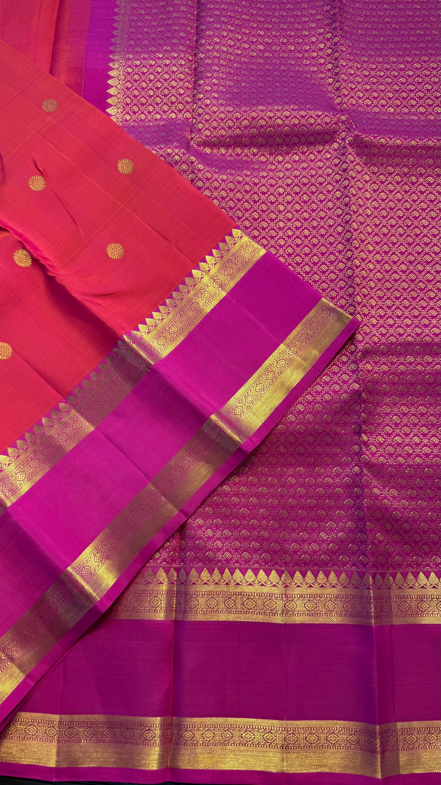 KANAKAMBARAM CONTRAST PINK BORDER HANDLOOM KANICHIPURAM SILK SAREE (KSS352)