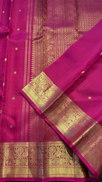RANI PINK GOLD ZARI HANDLOOM KANCHIPURAM SILK SAREE (KSS337)