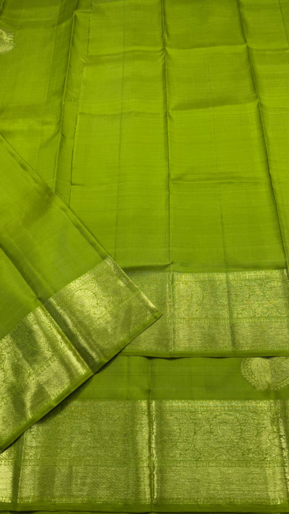 PARROT GREEN HANLOOM KANCHIPURAM SILK SAREE (KSS 532)