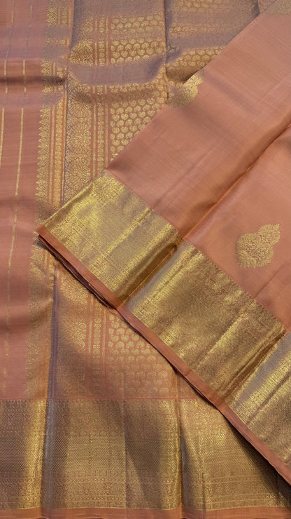 PALE PINK GOLD ZARI HANDLOOM KANCHIPURAM SILK SAREE (KSS351)