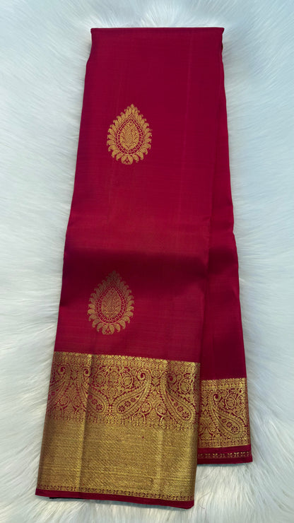 DUAL TONE RANI PINK PURE KANICHIPURAM HANDLOOM SILK SAREE (KSS390)