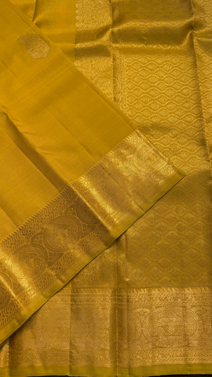 LIGHT GOLD HANDLOOM KANCHIPURAM SILK SAREE (KSS389)