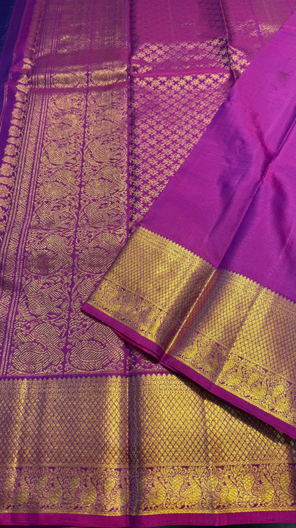 PURPLE GOLD ZARI HANDLOOM KANICHIPURAM SILK SAREE (KSS116)