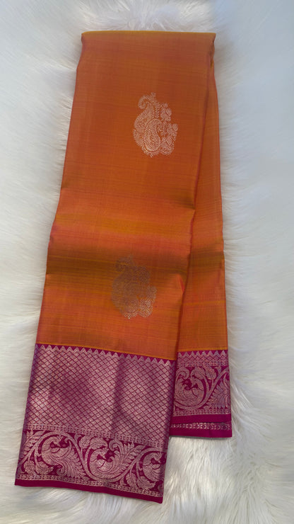 MANGO YELLOW HANDLOOM KANCHIPURAM SILK SAREE (KSS330)
