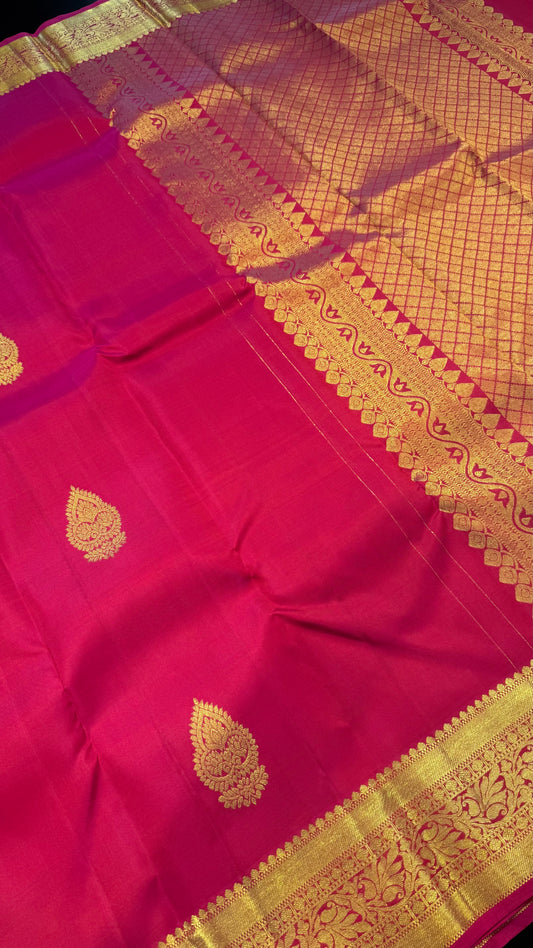 PINK GOLD ZARI HANDLOOM KANCHIPURAM SILK SAREE (KSS358)