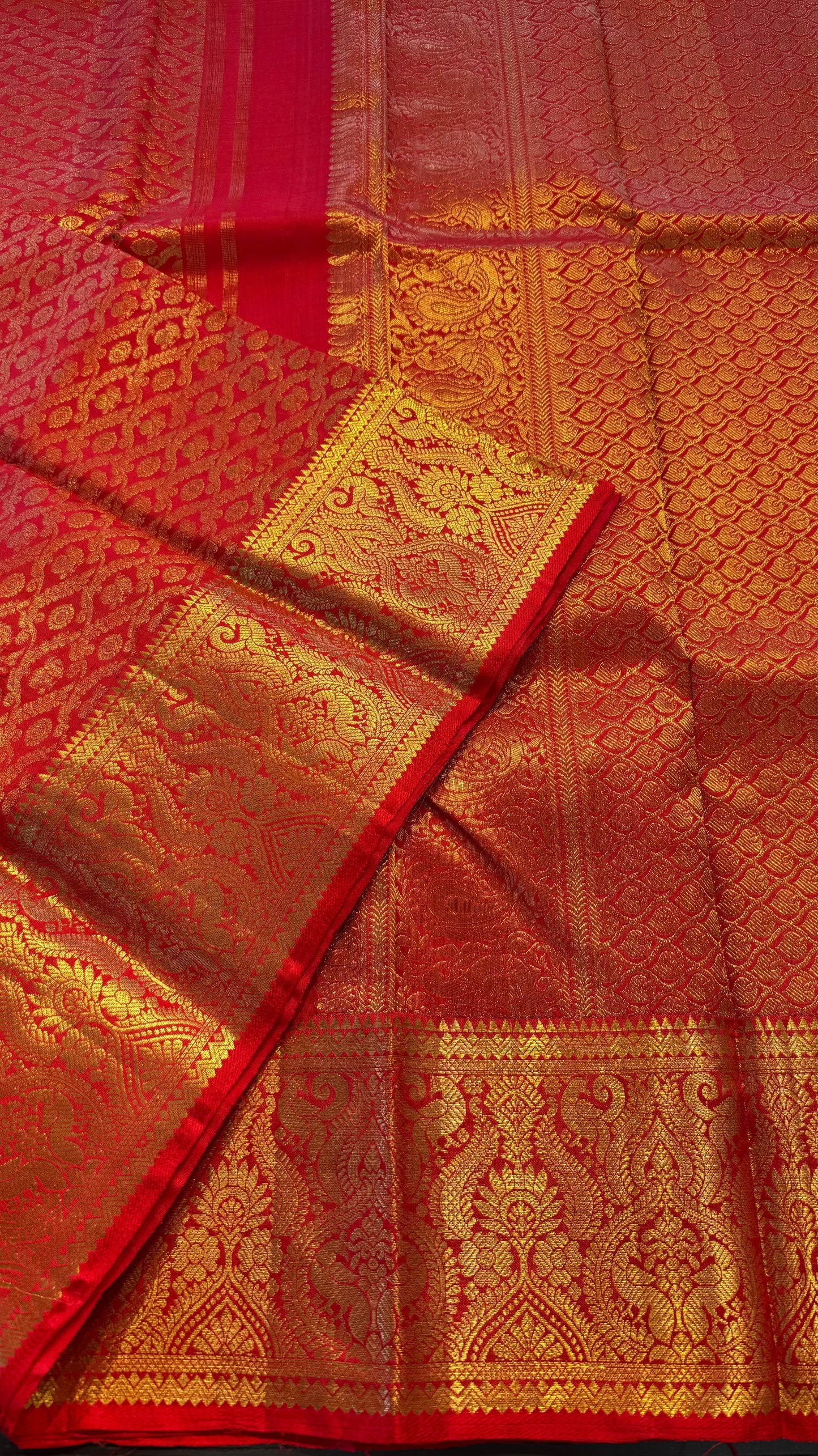 CHILLI RED FULL GOLD ZARI PURE HANDLOOM KANCHIPURAM SILK SAREE (KSS 507)