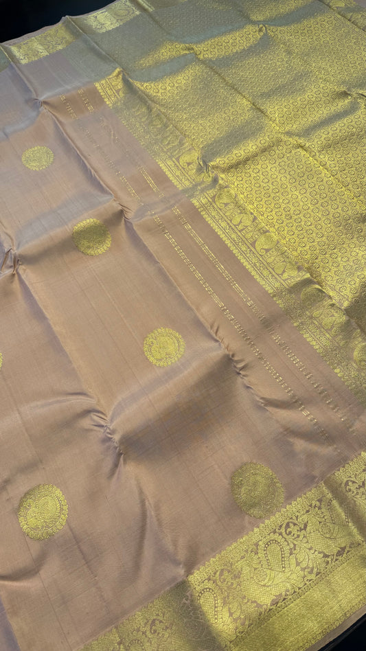 TUSCAN GOLD ZARI HANDLOOM KANCHIPURAM SILK SAREE (KSS348)