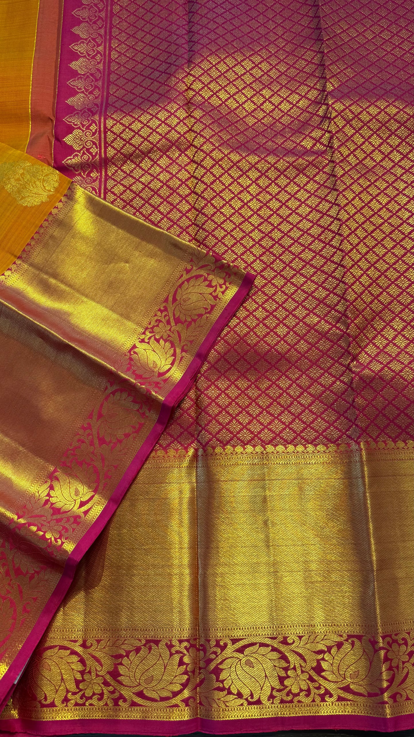 MAMBALAM CONTRAST PINK GOLD ZARI HANDLOOM KANCHIPURAM SILK SAREE (KSS436)