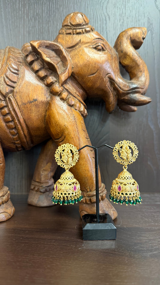 Anbini Green and Ruby Pearl Jhumka