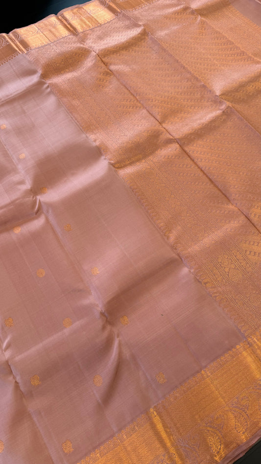 ROSE GOLD HANDLOOM KANCHIPURAM SILK SAREE (KSS325)