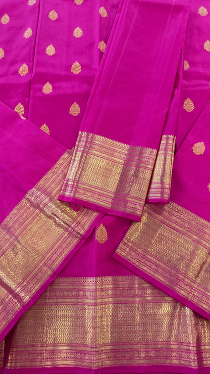 FUCHSIA PINK GOLD ZARI HANDLOOM KANICHIPURAM SILK SAREE (KSS115)