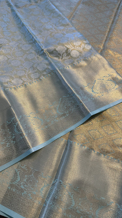 TURQUOISE SEMI SILK KANICHIPURAM SILK SAREE (SSKS25)