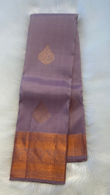 PALE MAUVE HANDLOOM KANCHIPURAM SILK SAREE (KSS315)