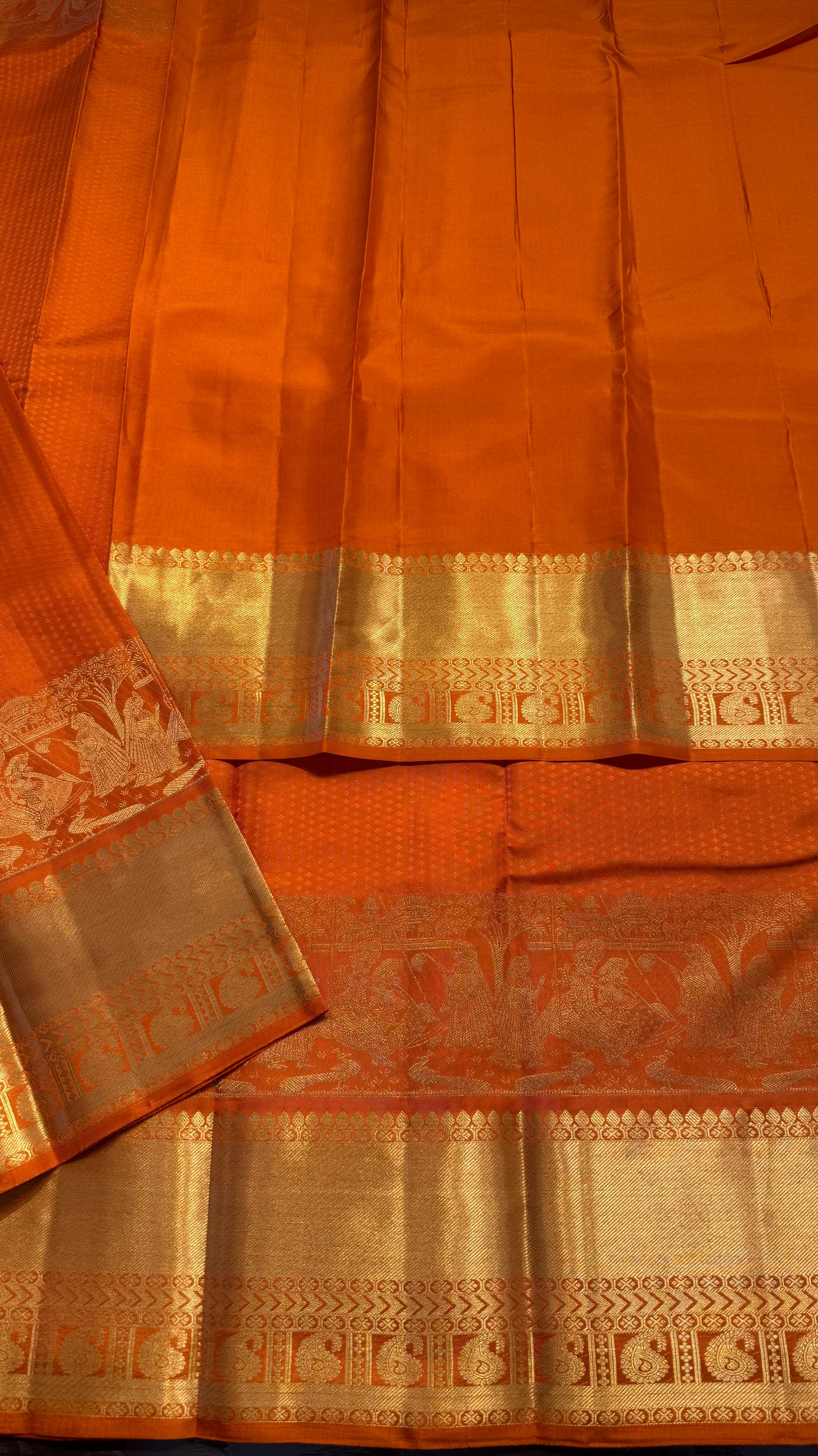 ORANGE GOLD ZARI HANDLOOM KANCHIPURAM SILK SAREE (KSS452)