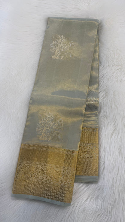 PISTACHIO GREEN GOLD ZARI HANDLOOM KANICHIPURAM SILK SAREE (KSS215)