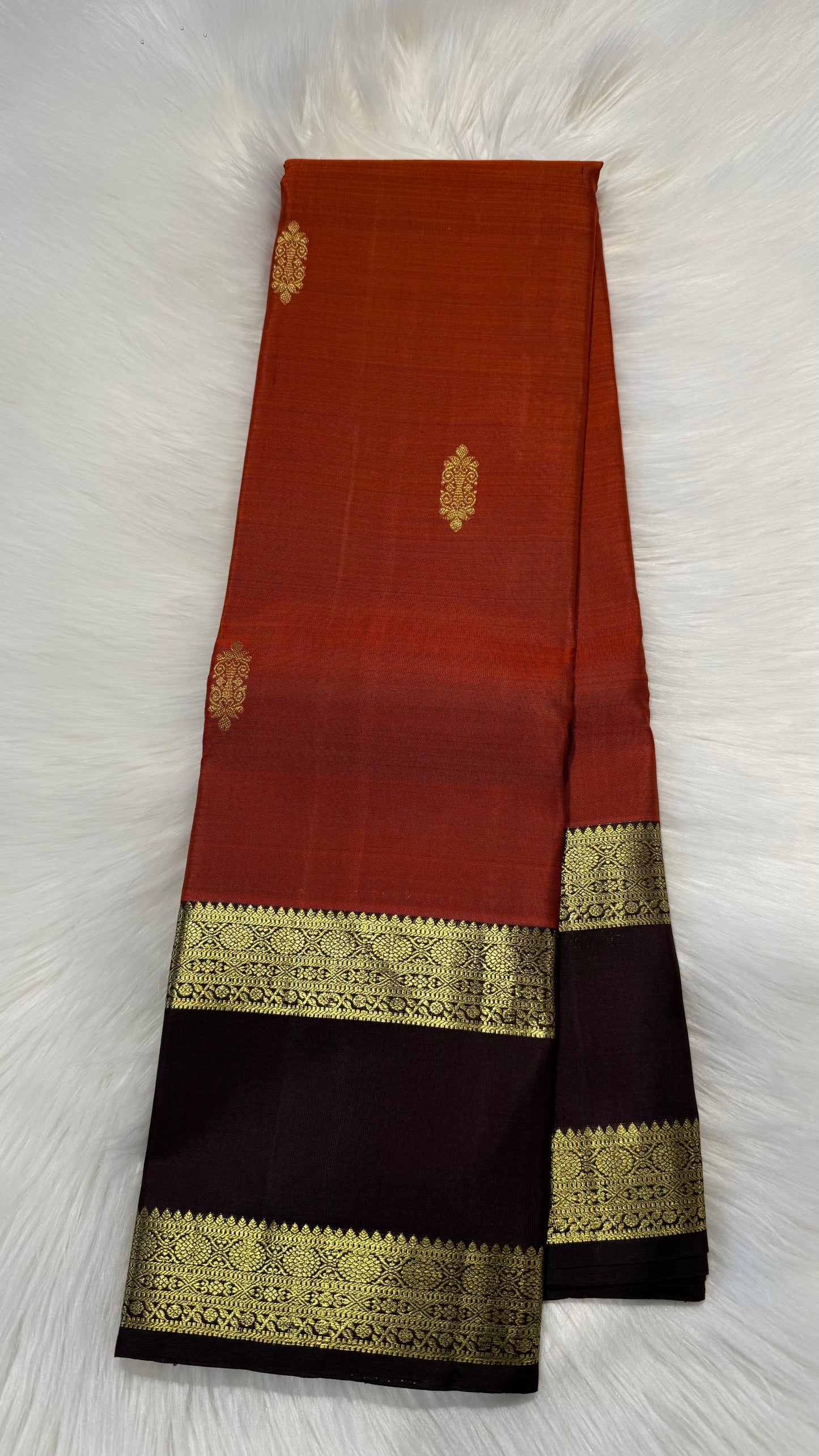 RUST ORANGE HANDLOOM KANCHIPURAM SILK SAREE (KSS 541)