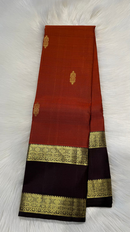 RUST ORANGE HANDLOOM KANCHIPURAM SILK SAREE (KSS 541)