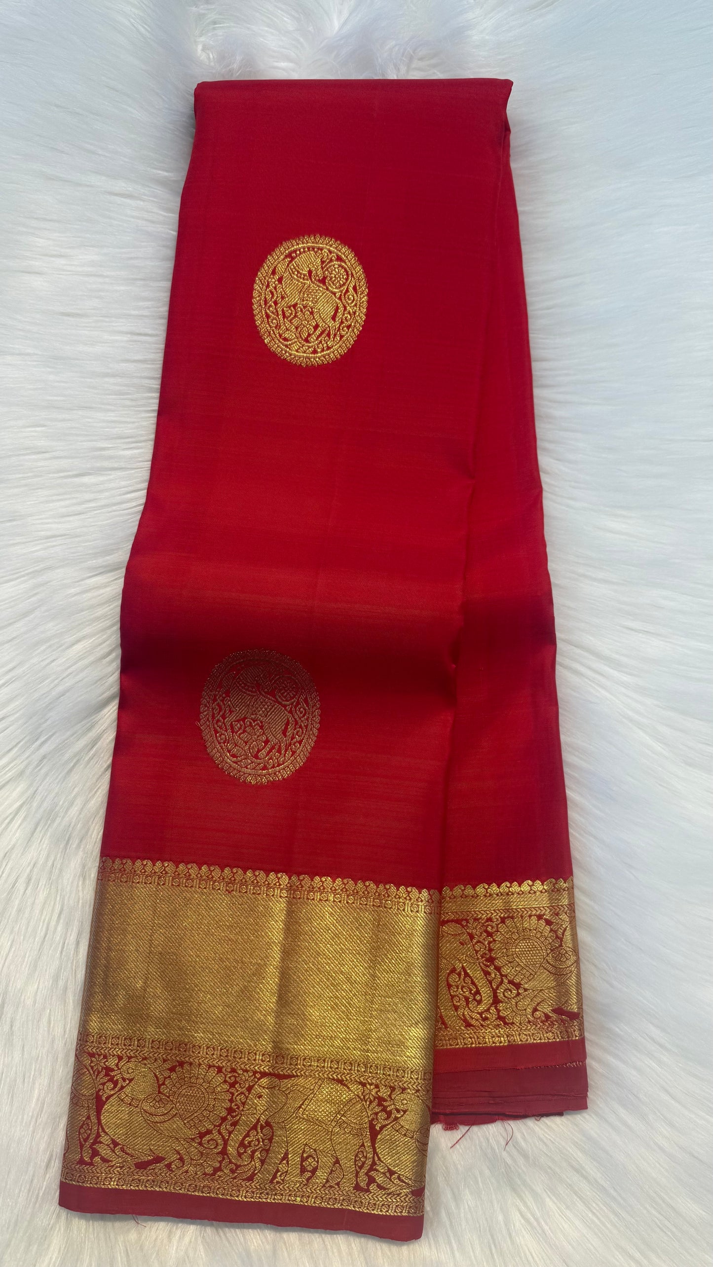 CHILI RED GOLD ZARI HANDLOOM KANCHIPURAM SILK SAREE (KSS370