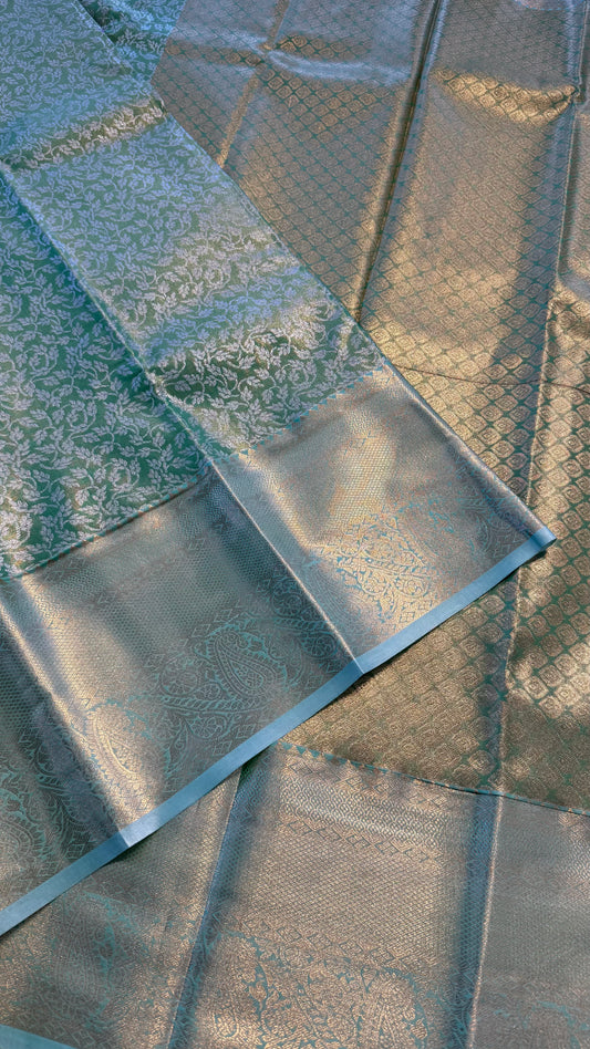 SEA GREEN SEMI SILK KANICHIPURAM SILK SAREE (SSKS22)