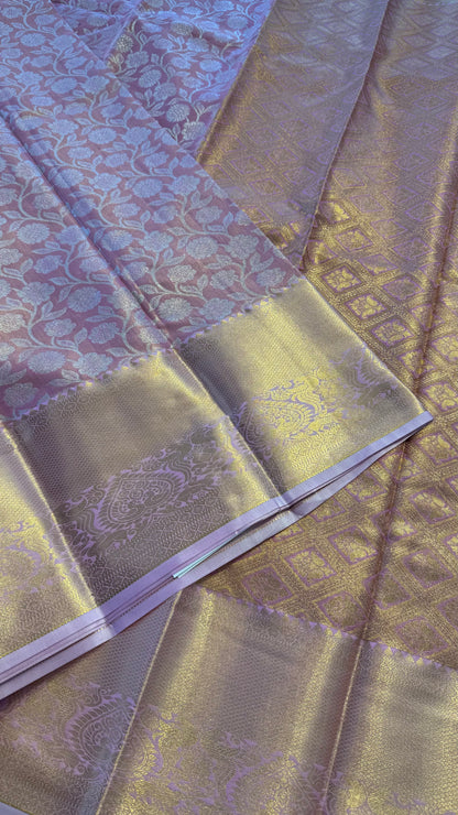LAVENDER ROSE SEMI SILK KANICHIPURAM SILK SAREE (SSKS09)