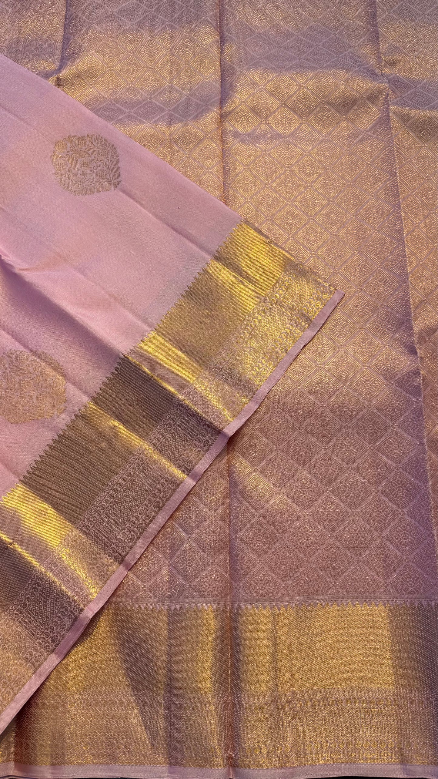 PASTEL PINK HANDLOOM KANCHIPURAM SILK SAREE (KSS326)