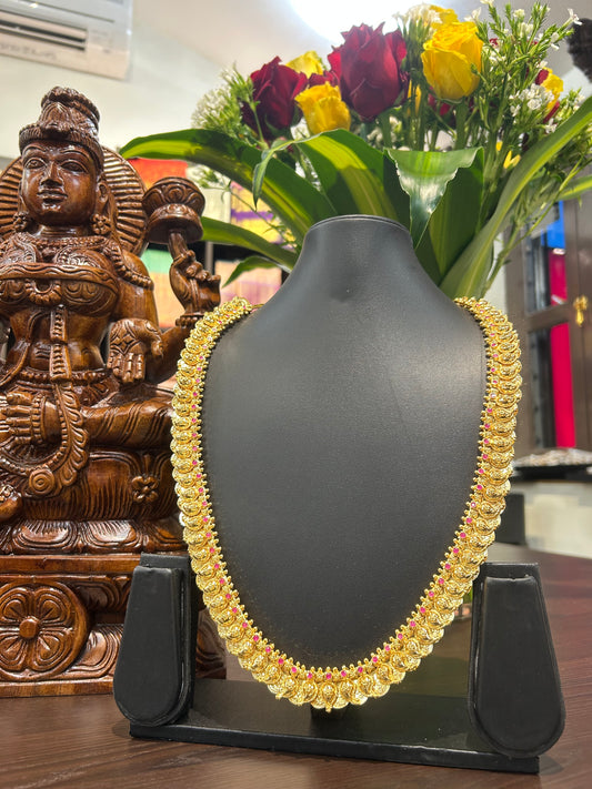 Ranya 916 Polish Dual Side Mango & Kasu Long Necklace