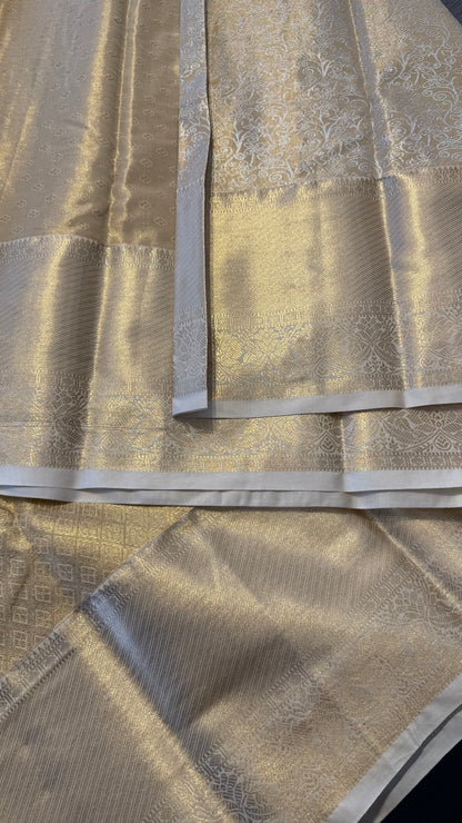CREAM SEMI SILK KANICHIPURAM SILK SAREE (SSKS15)