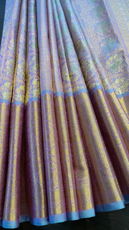 UNICORN GOLD FULL ZARI HANDLOOM KANCHIPURAM SILK SAREE (KSS314)