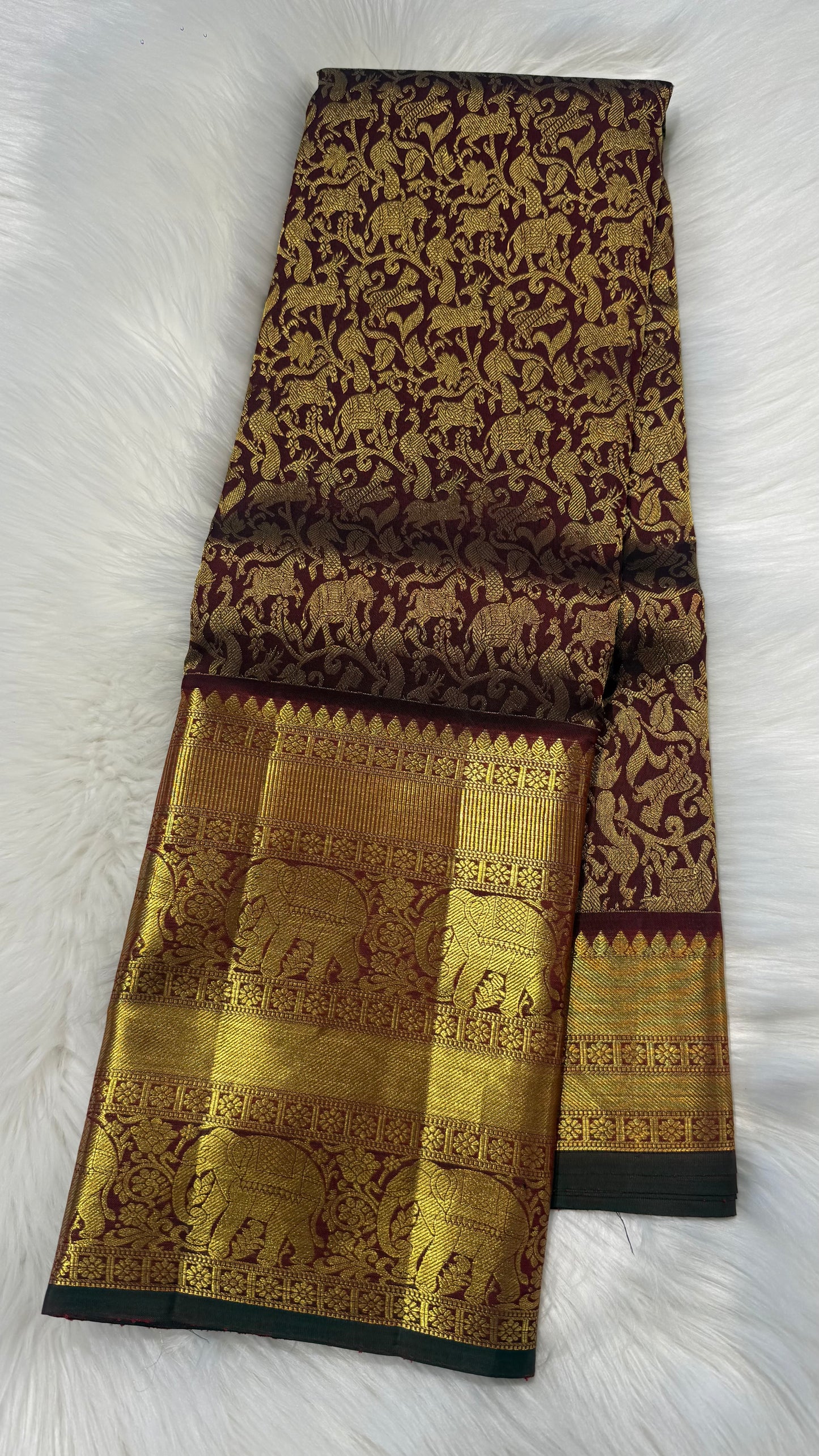DEEP MAROON PURE KANCHIPURAM HANDLOOM SILK SAREE SILK(KSS 602)