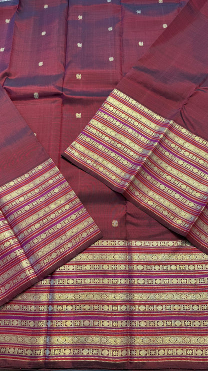 WINE RED PURE KANICHIPURAM HANDLOOM SILK SAREE (KSS130)