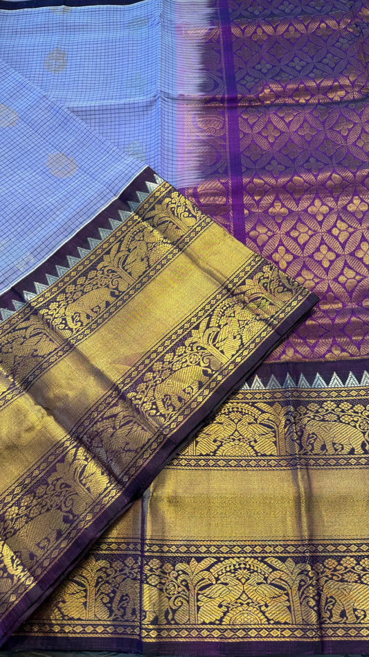 UNICORN PURPLE WITH CONTRAST PURPLE MANGALAGIRI SILK COTTON (MSC03)