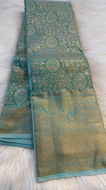 LIGHT BLUE SEMI SILK KANICHIPURAM SILK SAREE (SSKS20)