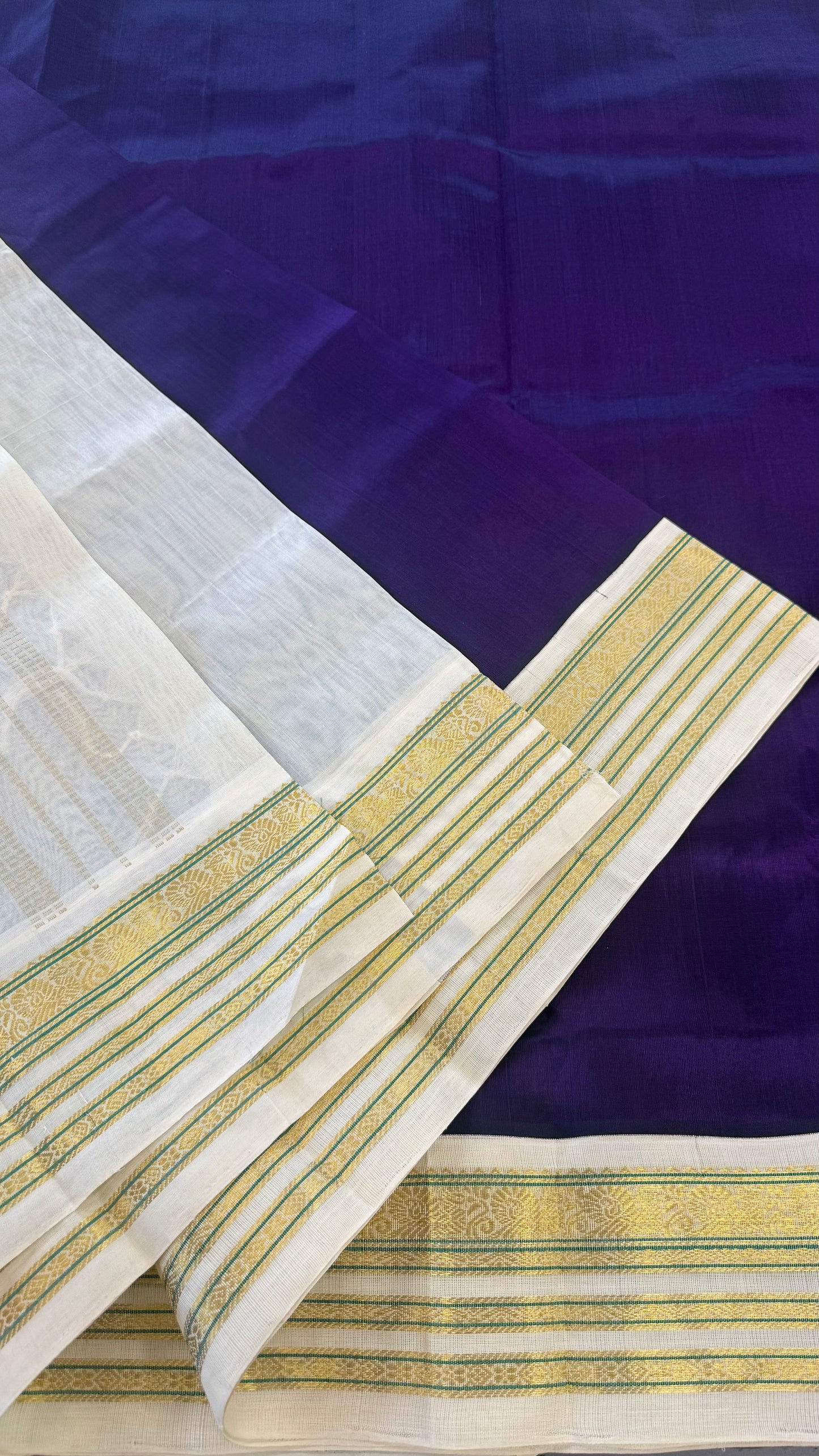 VADAMALLI PURPLE WITH CREAM HANDLOOM KANCHIPURAM SILK COTTON (KSC79)